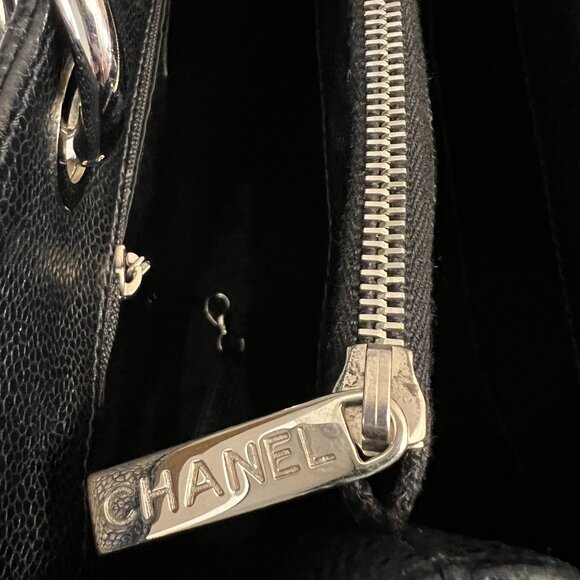 CHANEL GST Quilted Caviar Leather Tote Black Chain Silver HW Italy Auth - Picture 10 of 14